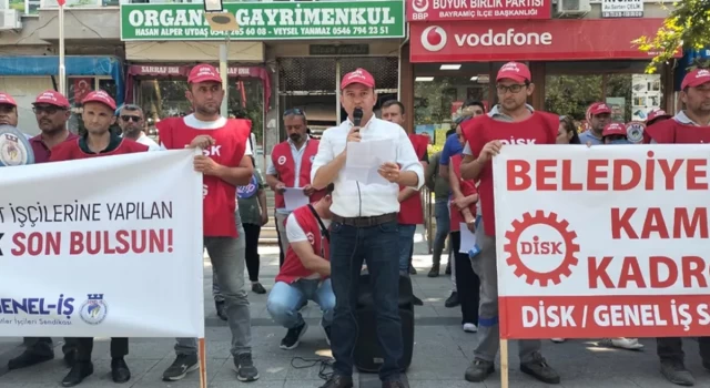 Çanakkale'de belediye işçileri hakları için eylem yaptı