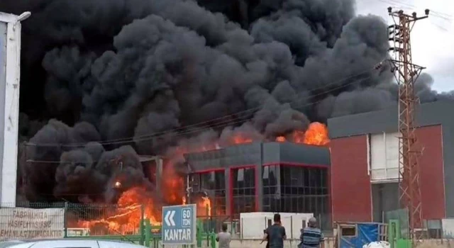 Tekirdağ'da kimya fabrikasında çıkan yangında tüm tesis alev aldı