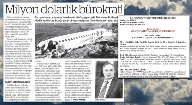 Faruk Bildirici açıkladı: Eski bürokrat o havacılık şirketini satın almış