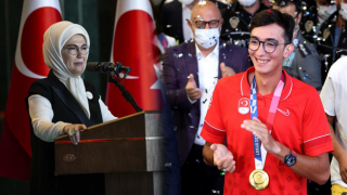 Emine Erdoğan, olimpiyat şampiyonu Mete Gazoz'la bir araya geldi