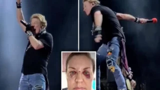 Guns N' Roses solisti Axl Rose'un sahneden fırlattığı mikrofon, seyirciyi yaraladı