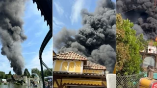 Almanya'nın en büyük eğlence parkında yangın: 25 bin kişi tahliye edildi