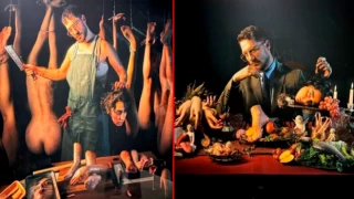Uraz Kaygılaroğlu sevgilisinin ilk sergisi için pozlar vermişti: Kadın cinayeti temalı fotoğraflar büyük tepki çekti