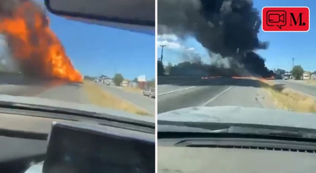 Şili'de yangın söndürme uçağı elektrik direğine çarparak otobana düştü