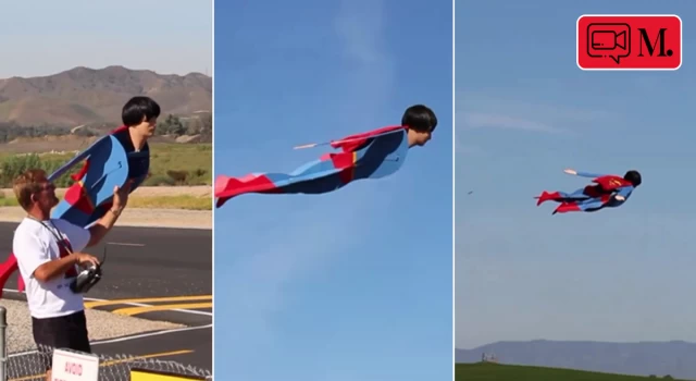 Superman görünümlü dron havadayken görenleri şaşırttı