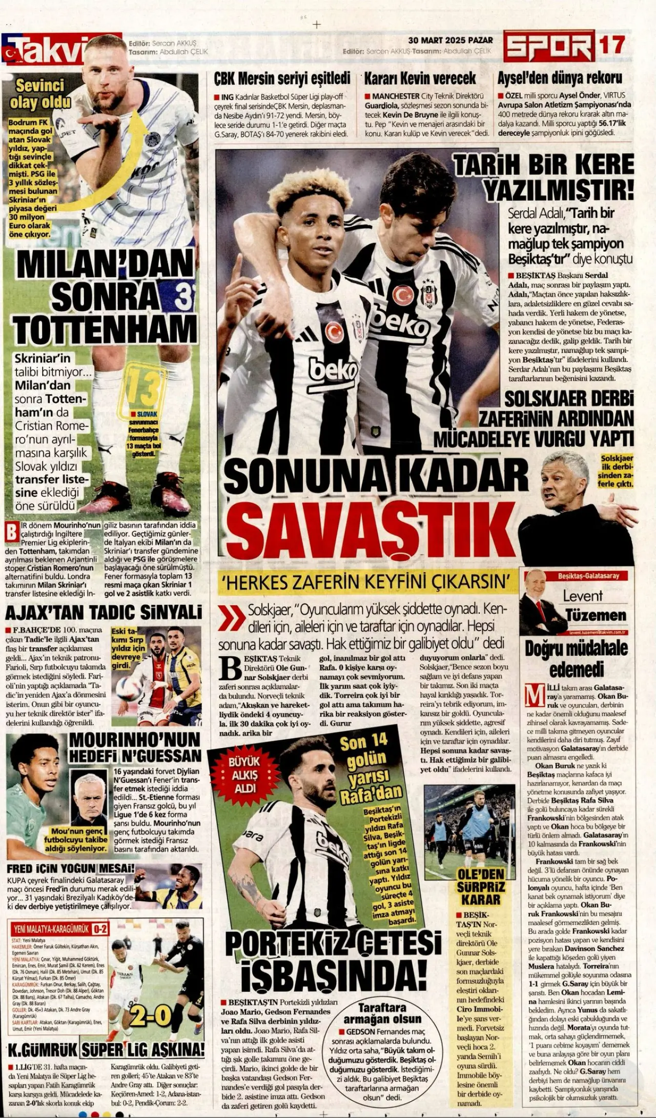 Beşiktaş’ın derbi zaferi gazetelere nasıl yansıdı? 13