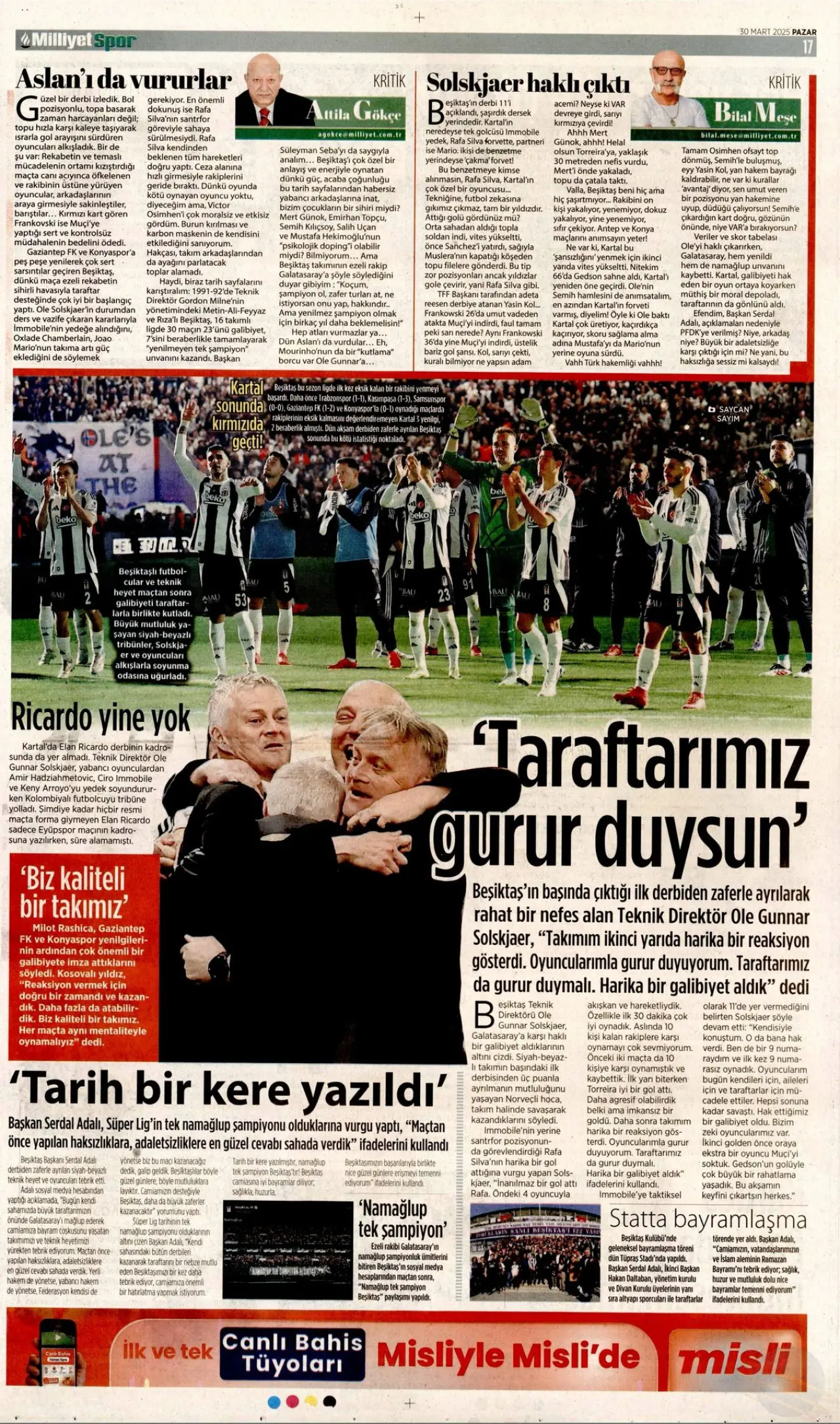 Beşiktaş’ın derbi zaferi gazetelere nasıl yansıdı? 6