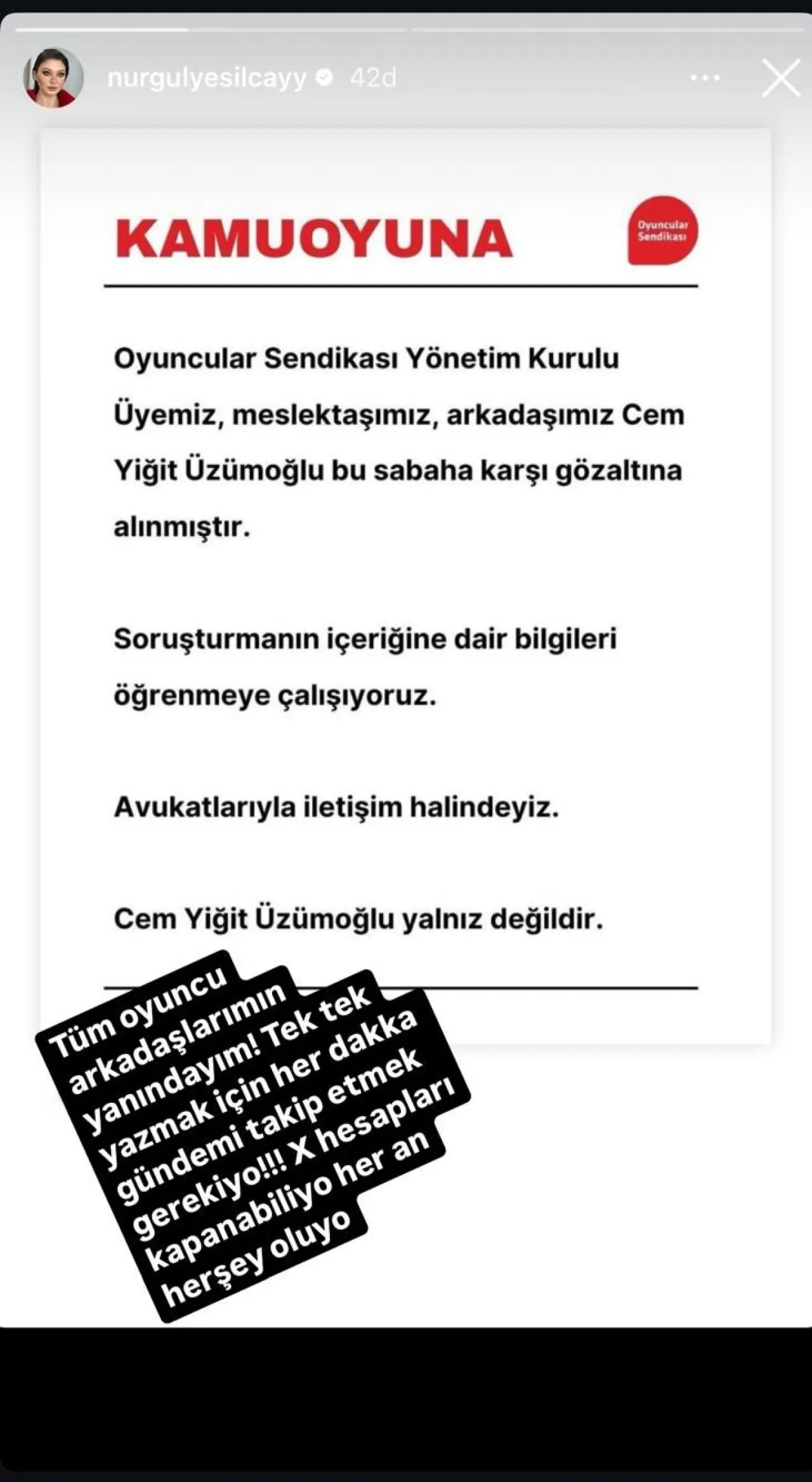 Gözaltına alınan  Cem Yiğit Üzümoğlu'na ünlü isimlerden destek 5