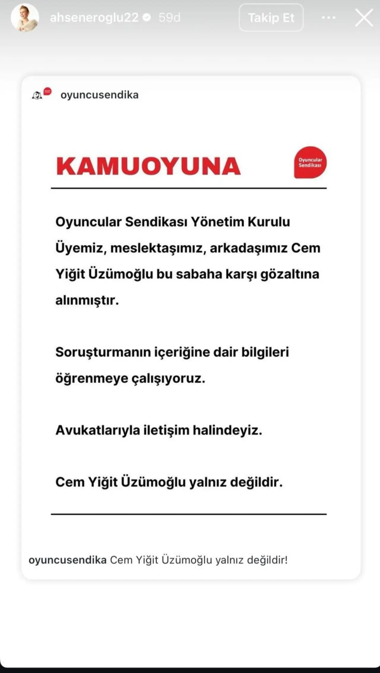 Gözaltına alınan  Cem Yiğit Üzümoğlu'na ünlü isimlerden destek 6