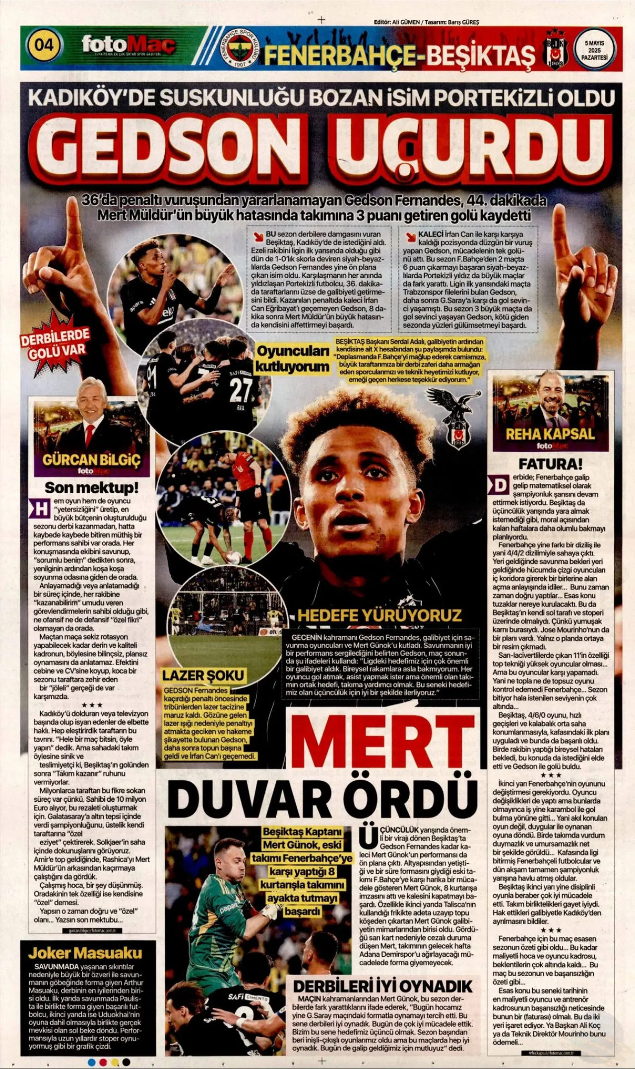 Beşiktaş’ın derbi zaferi gazete sayfalarında geniş yer buldu! 17