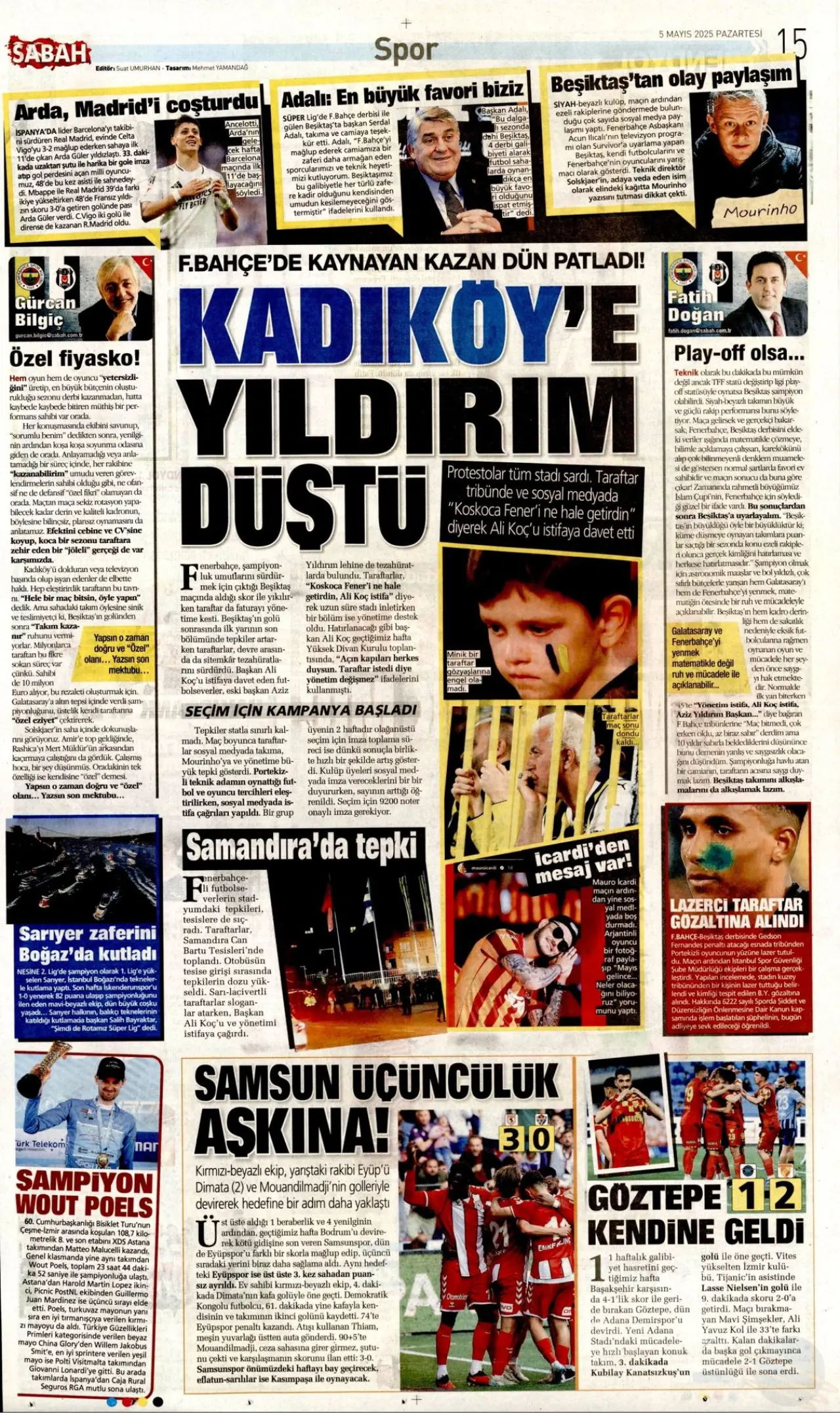 Beşiktaş’ın derbi zaferi gazete sayfalarında geniş yer buldu! 5