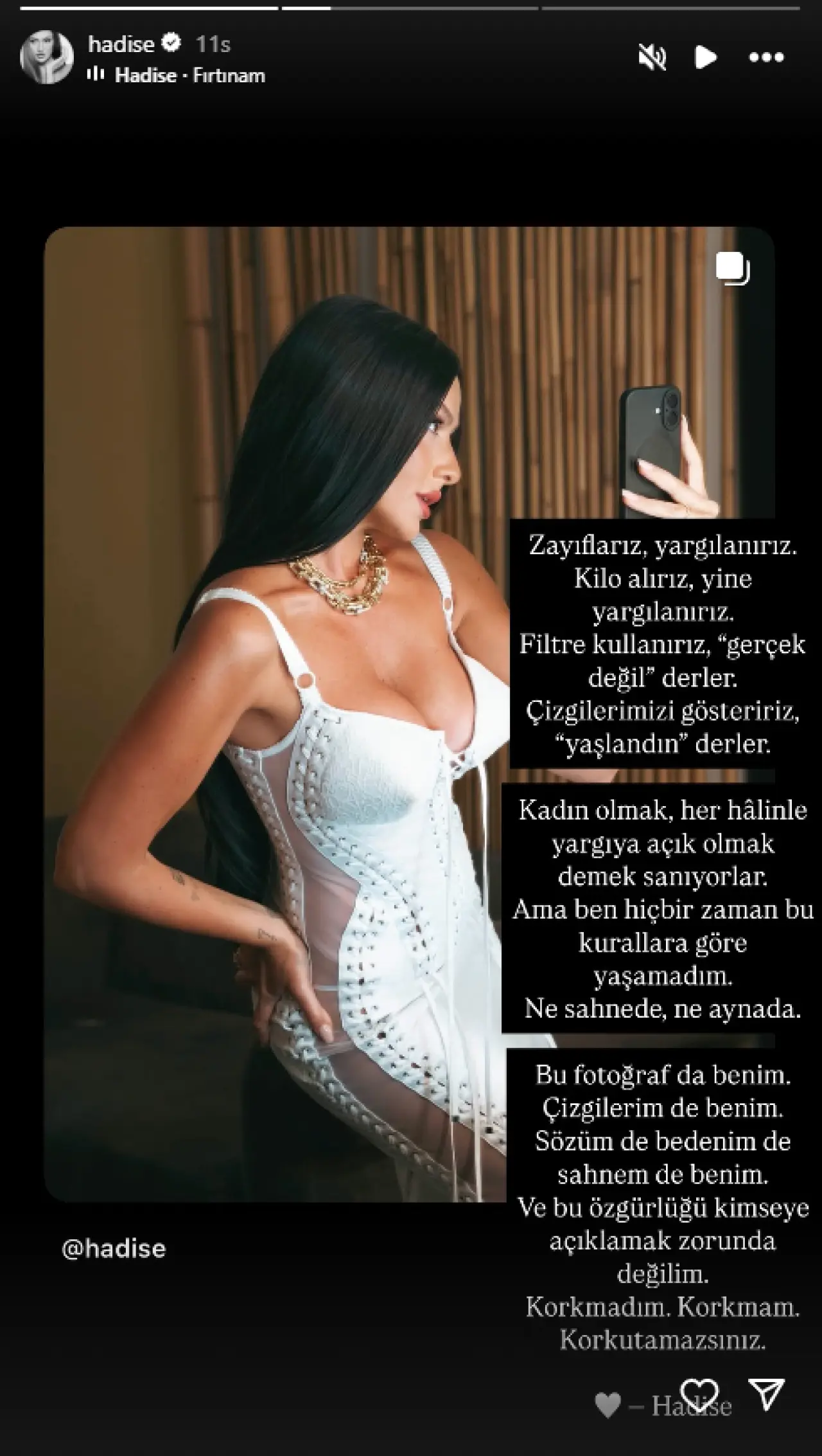 Hadise’den dikkat çeken paylaşım: “Ne sahnedeyim ne aynamda…” 5