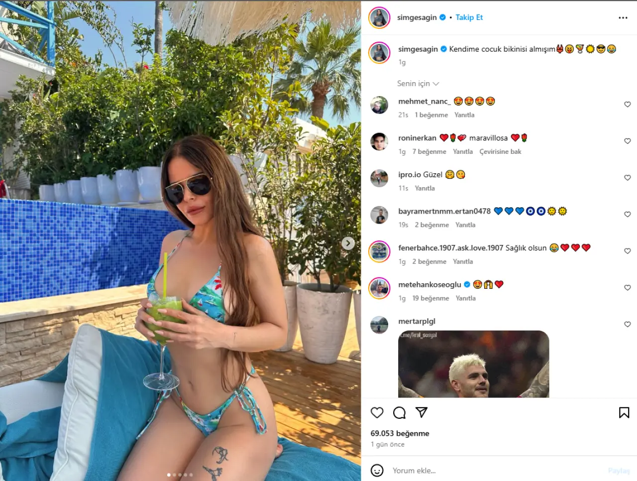 Simge Sağın’ın tatil pozları sosyal medyayı salladı: “Kendime çocuk bikini almışım” 9