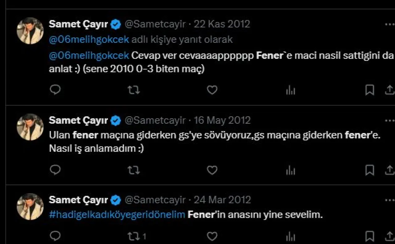 Fanatik Gazetesi Fenerbahçe muhabiri Samet Çayır’ın Fenerbahçe'ye hakaret ettiği paylaşımlar ortaya çıktı! 2