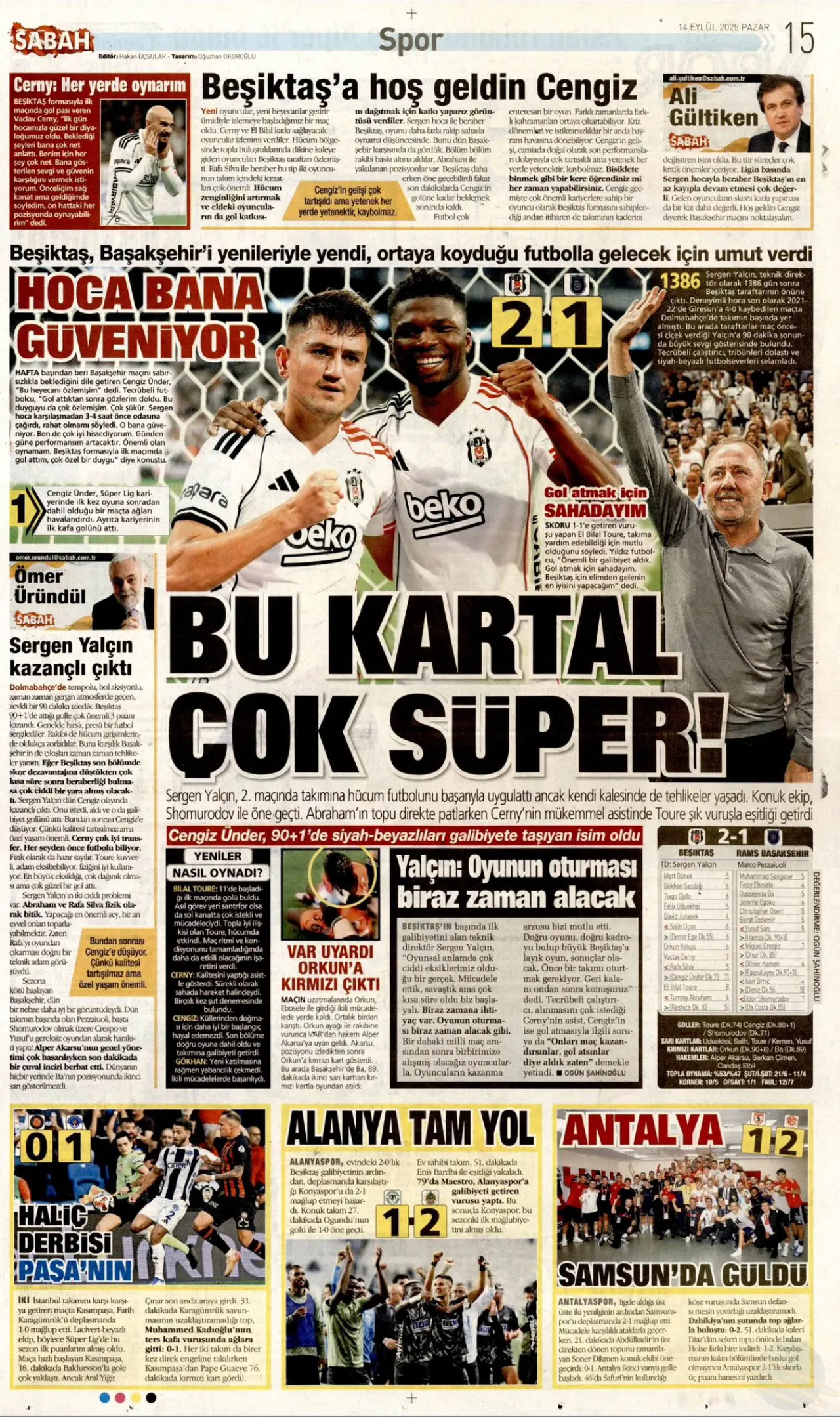 Beşiktaş’ın Başakşehir galibiyetinin manşetlerde yansıması 7