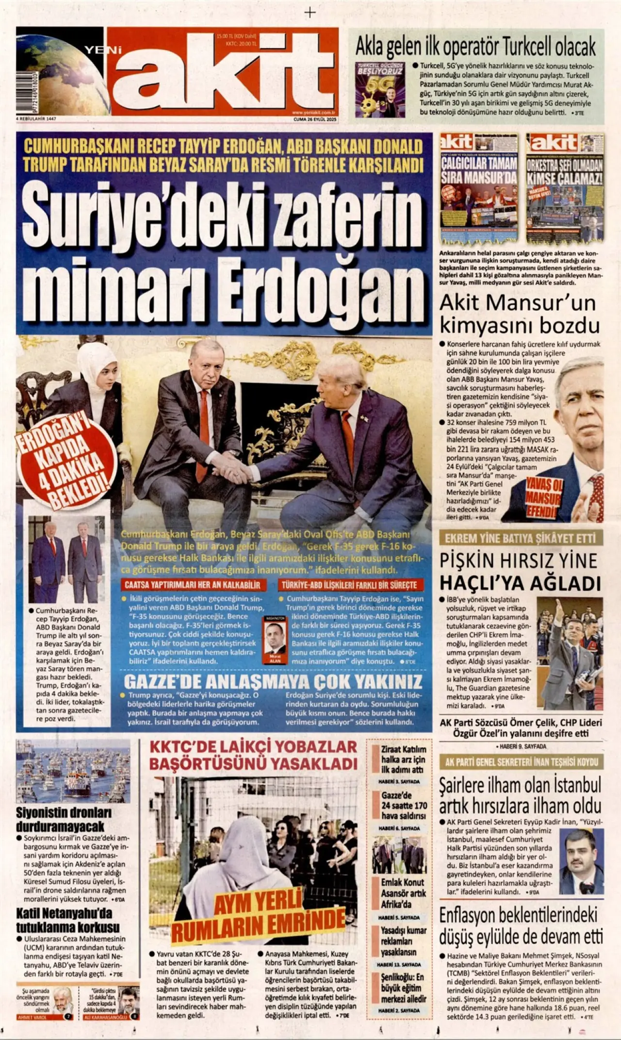 Erdoğan - Trump görüşmesi gazete manşetlerinde nasıl yer aldı? 5